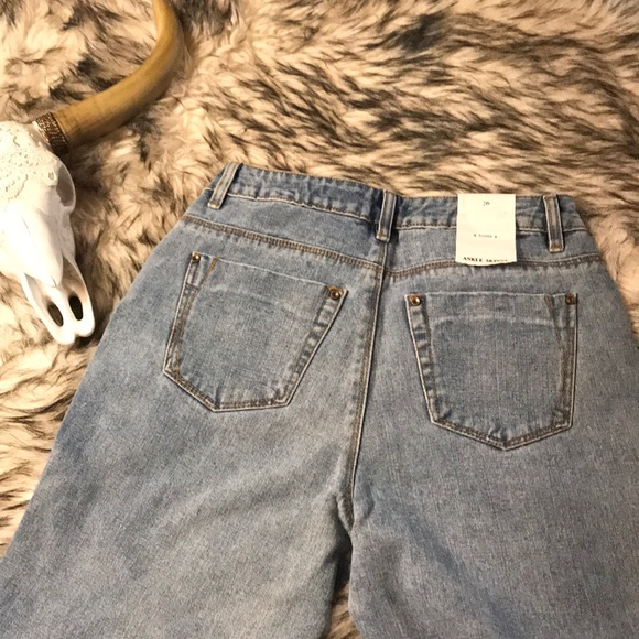 NWT A Loves A Red Stripe High Rise Mom Jean Mid Rise - Picture 7 of 7